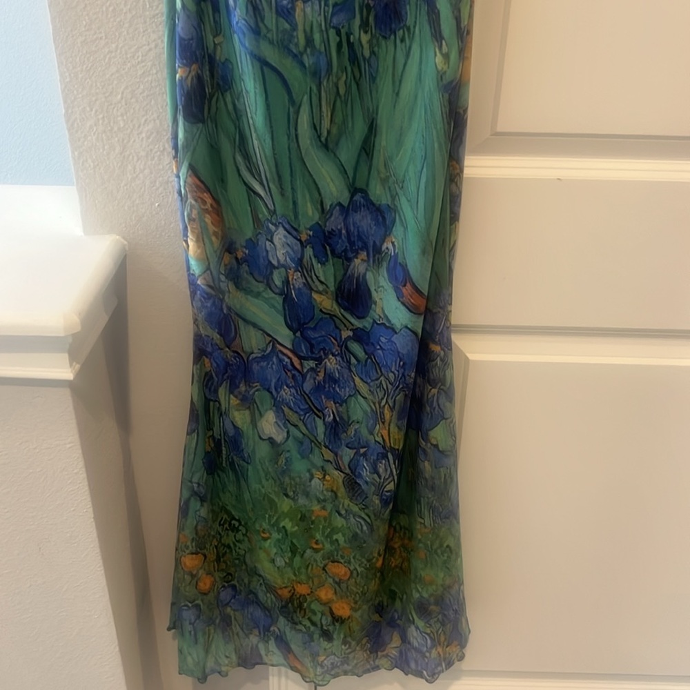 Van Gogh Floral Green and Blue Maxi Dress mod style NWT - Picture 6 of 6